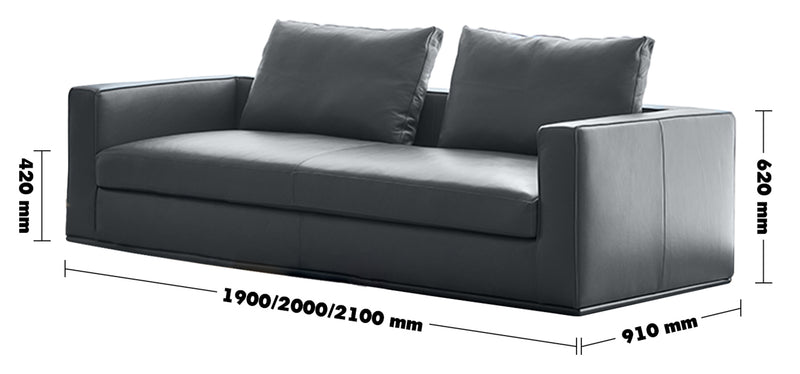 Minimalist Fabric 3 Seater Sofa COMO Size Chart