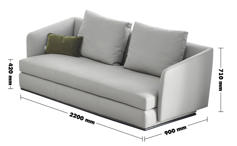 Minimalist Fabric 3 Seater Sofa MLINI Size Chart