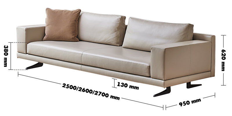 Minimalist Fabric 4 Seater Sofa BOLOGNA Size Chart