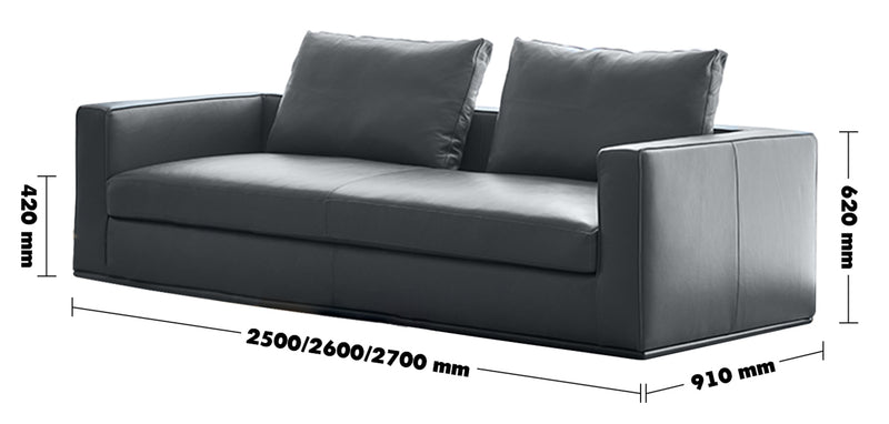 Minimalist Fabric 4 Seater Sofa COMO Size Chart