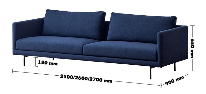 Minimalist Fabric 4 Seater Sofa RINA Size Chart