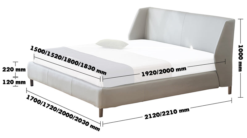 Minimalist Fabric Bed CYGNUS Size Chart