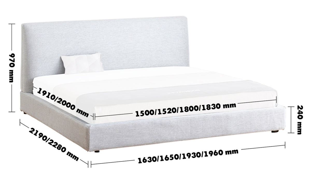 Minimalist Fabric Bed LINES Size Chart