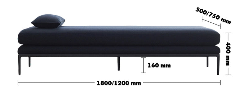 Minimalist Fabric Sofa Bed GRACE Size Chart