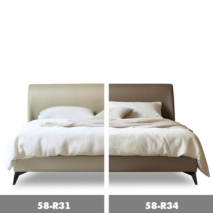 Minimalist Genuine Leather Bed Frame CALMA