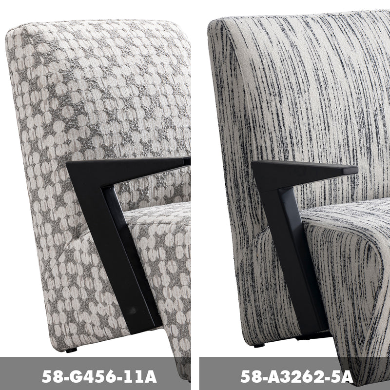 Modern Mixed Weave Fabric 1 Seater Sofa Chair SLANT Color Swatches