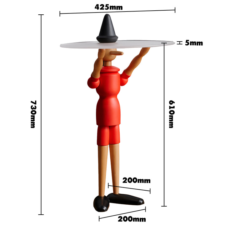 Modern beech wood side table pinocchio size charts.