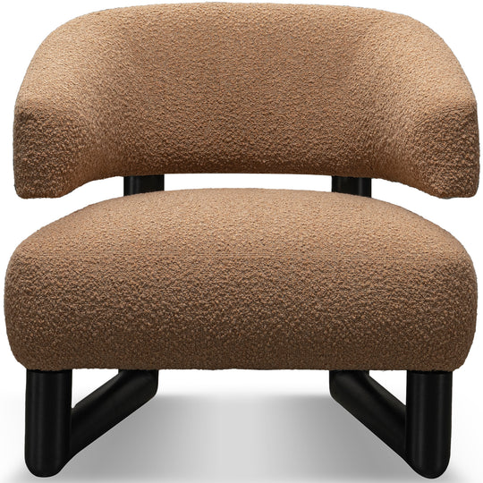 Cream boucle fabric 1 seater sofa arc in white background.