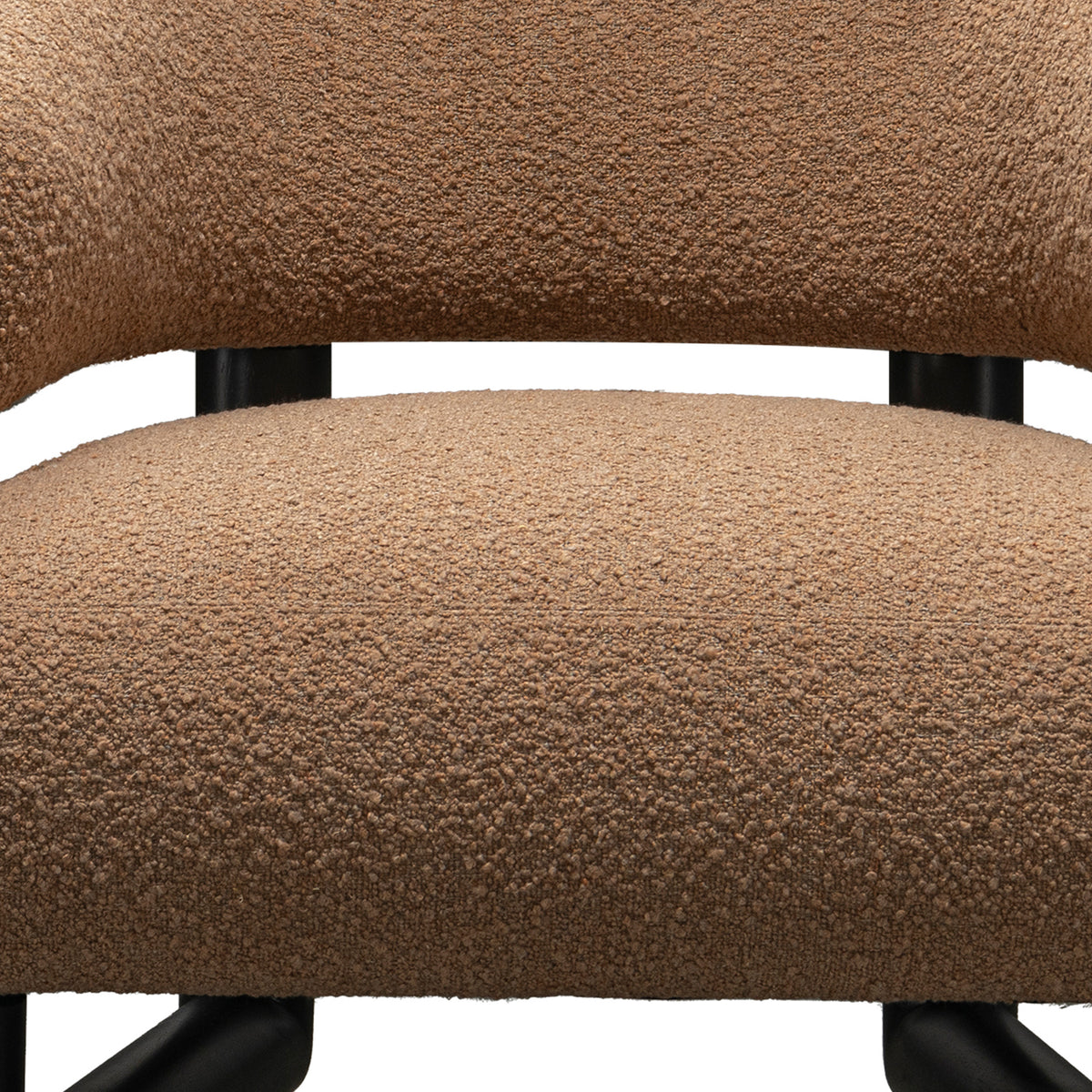 Cream boucle fabric 1 seater sofa arc color swatches.