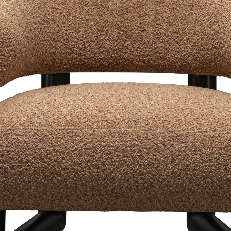 Cream boucle fabric 1 seater sofa arc color swatches.