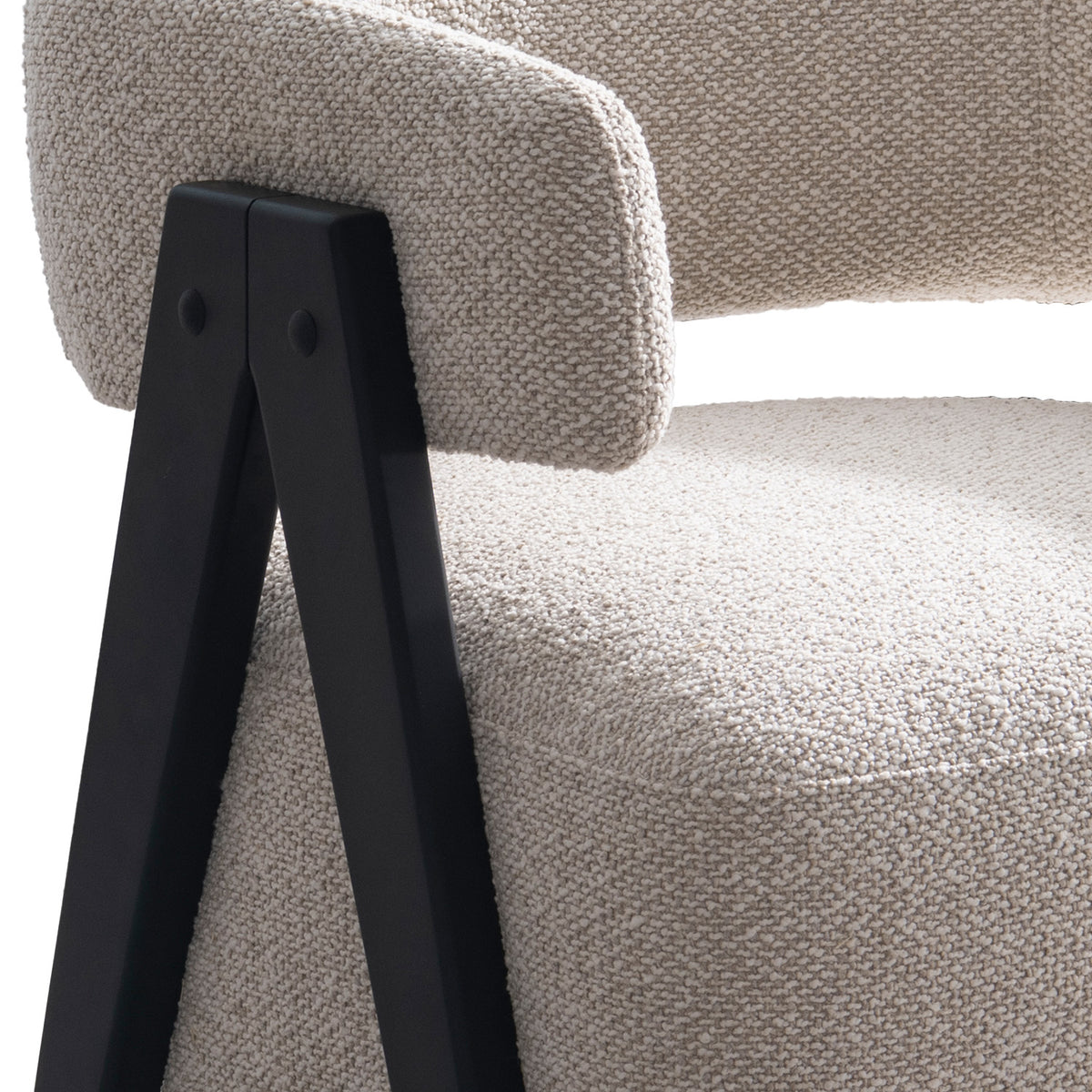 Japandi boucle fabric 1 seater sofa colle in real life style.