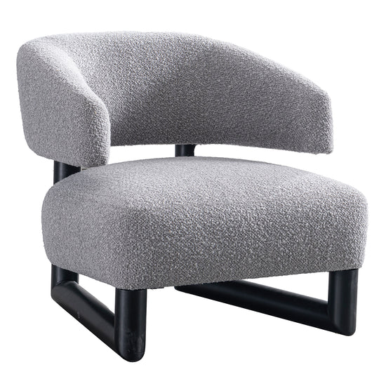 Modern boucle fabric 1 seater sofa miroo in white background.