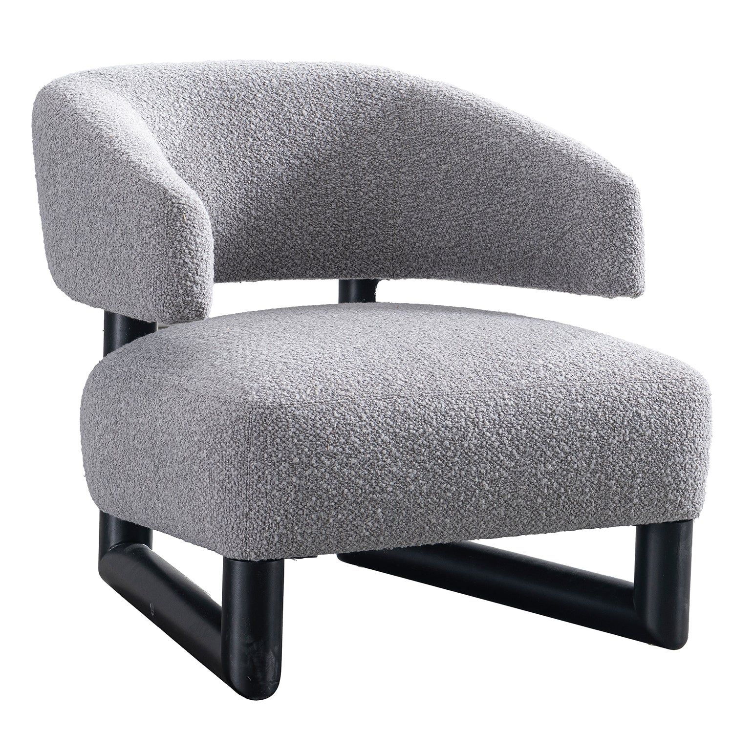 Modern boucle fabric 1 seater sofa miroo in white background.