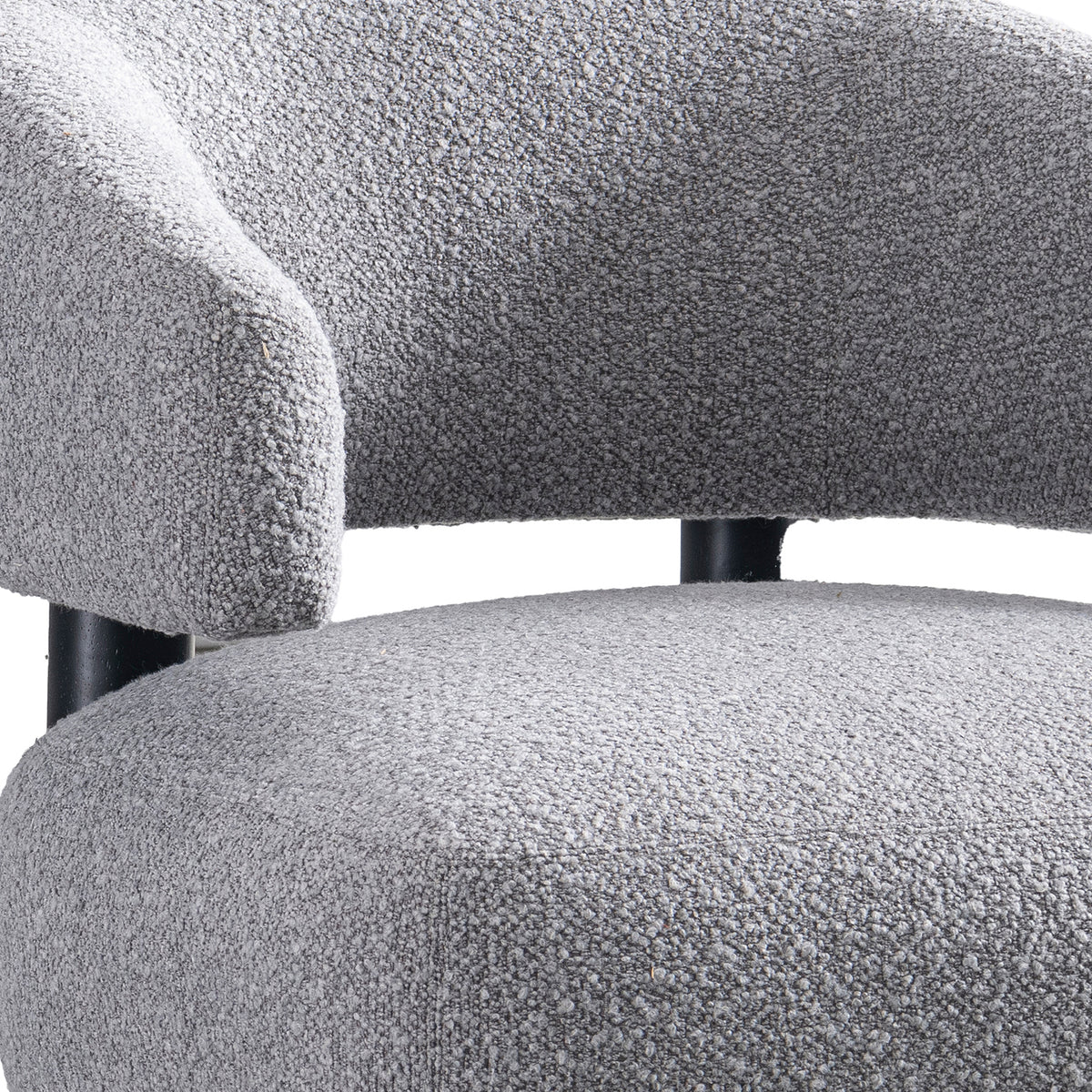 Modern boucle fabric 1 seater sofa miroo with context.