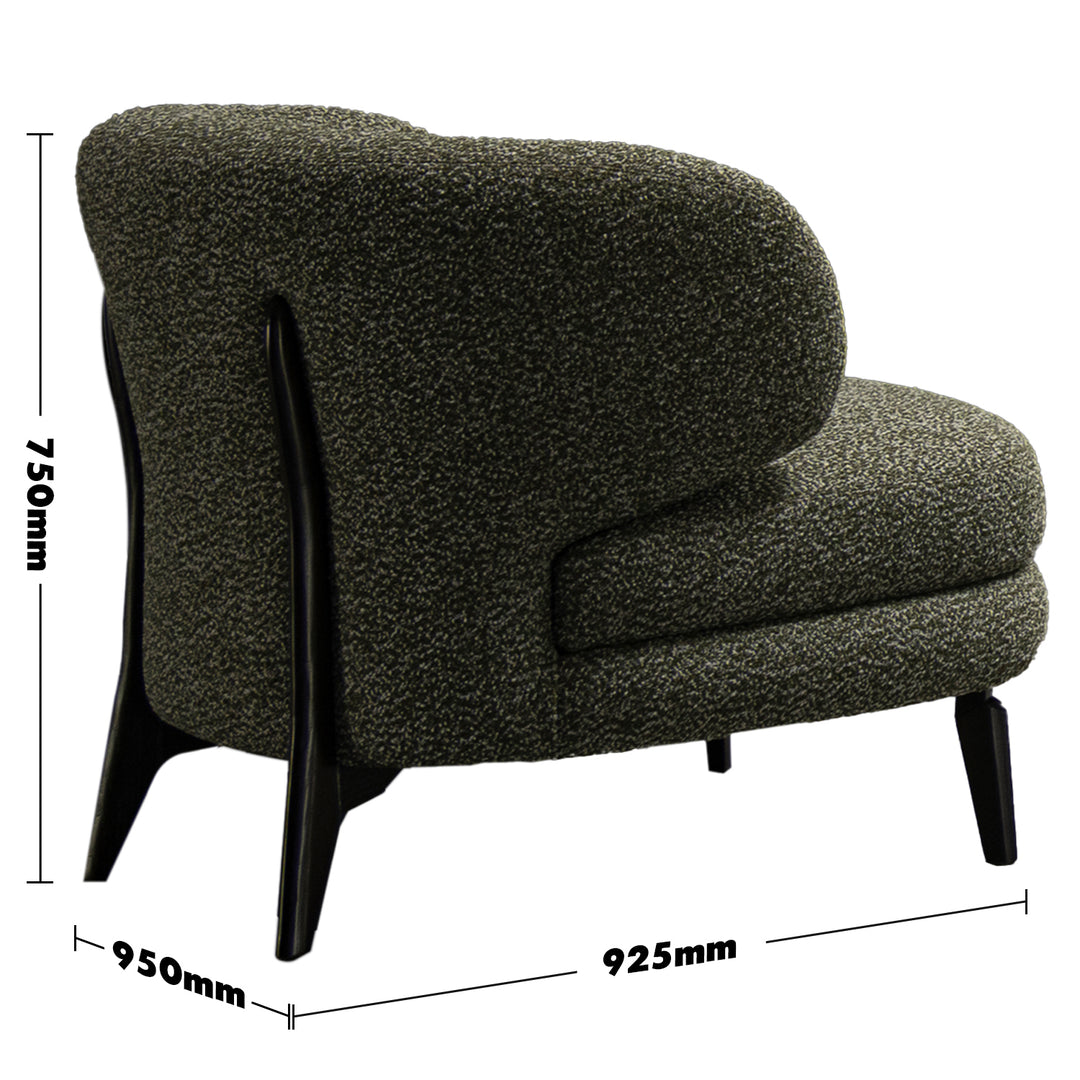 Modern boucle fabric 1 seater sofa moss size charts.