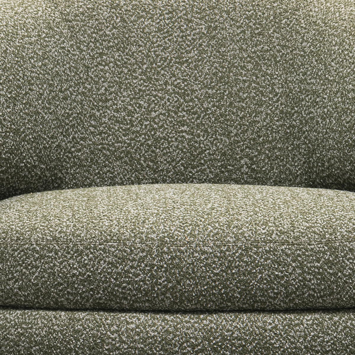 Cream boucle fabric 1 seater sofa moss material variants.