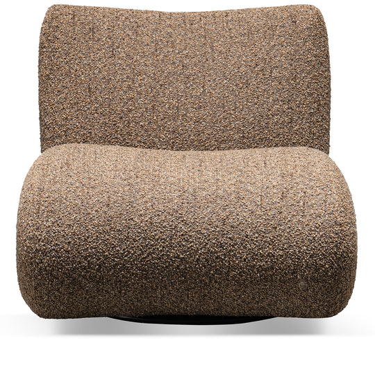 Cream boucle fabric 1 seater sofa pod in white background.