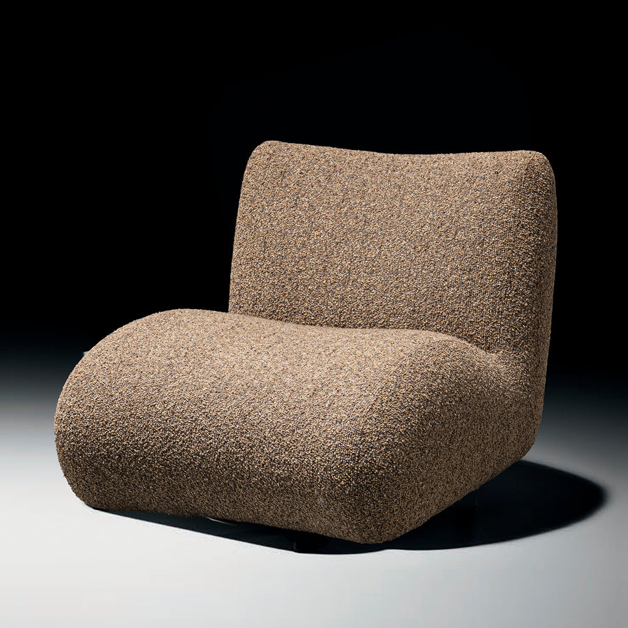 Modern boucle fabric 1 seater sofa pod primary product view.