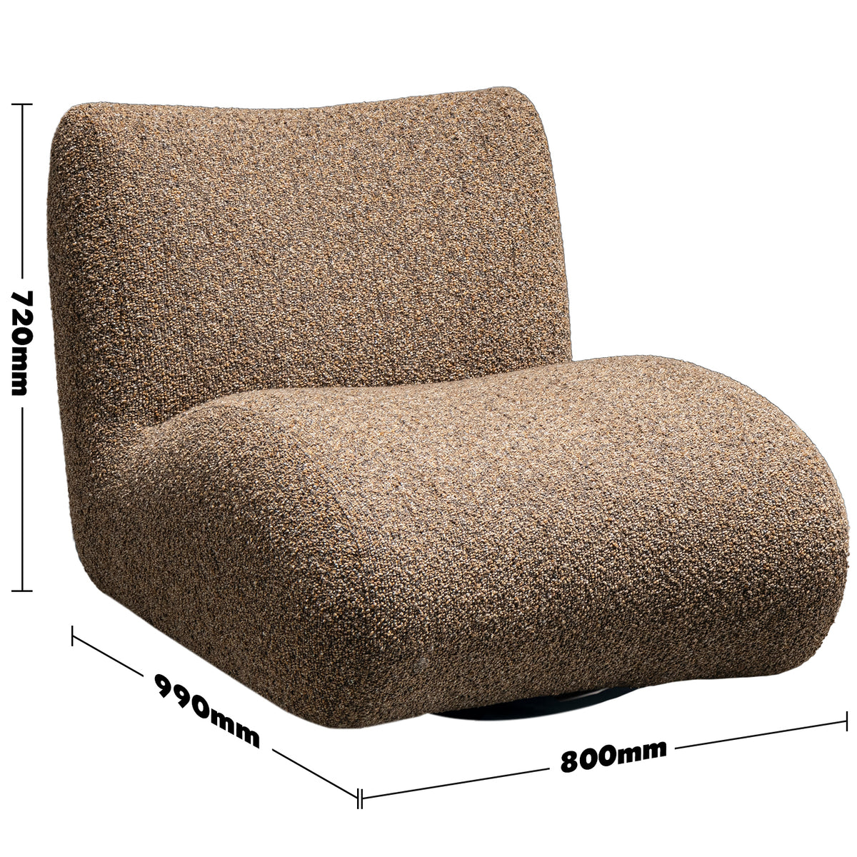 Cream boucle fabric 1 seater sofa pod size charts.