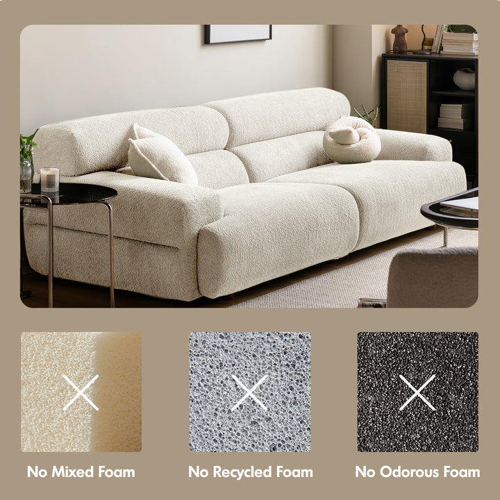 Modern boucle fabric 3 seater sofa sleepo detail 1.