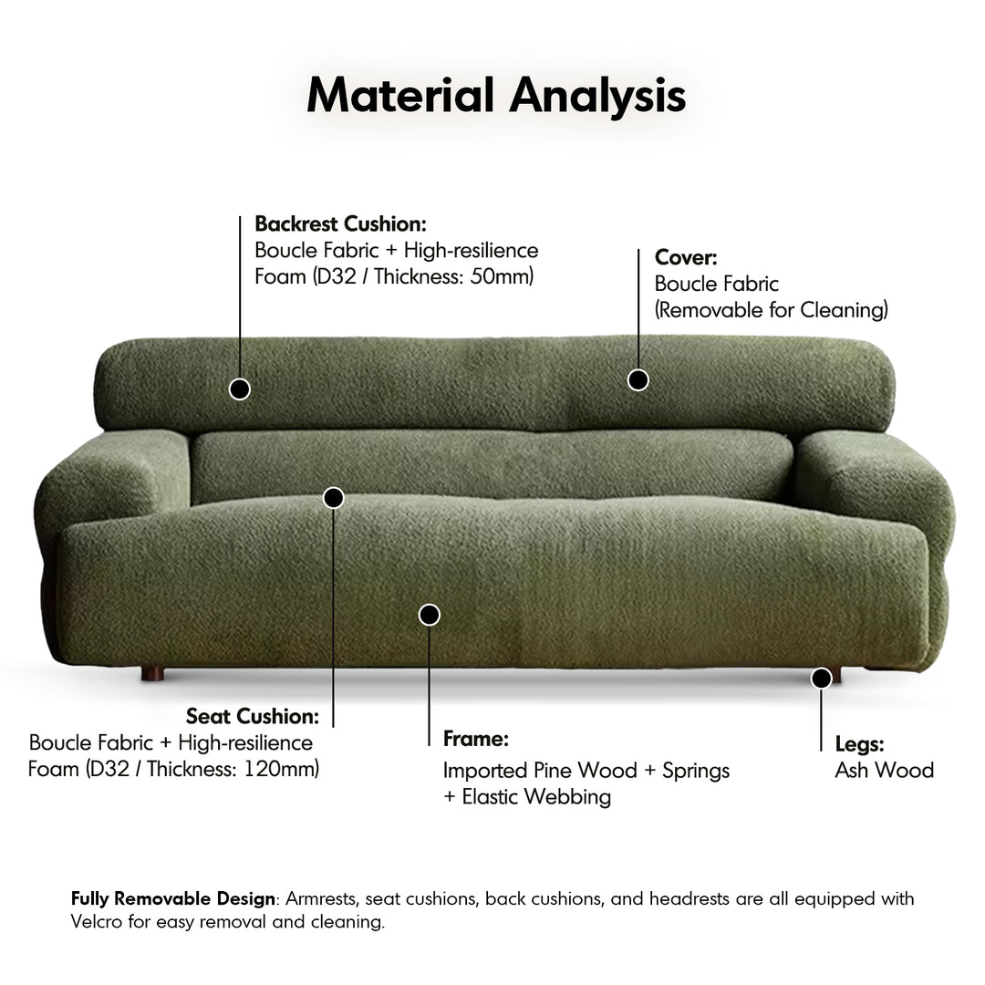 Modern boucle fabric 3 seater sofa sleepo detail 7.