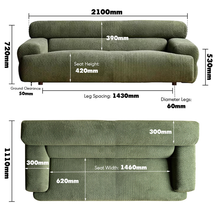 Modern boucle fabric 3 seater sofa sleepo size charts.