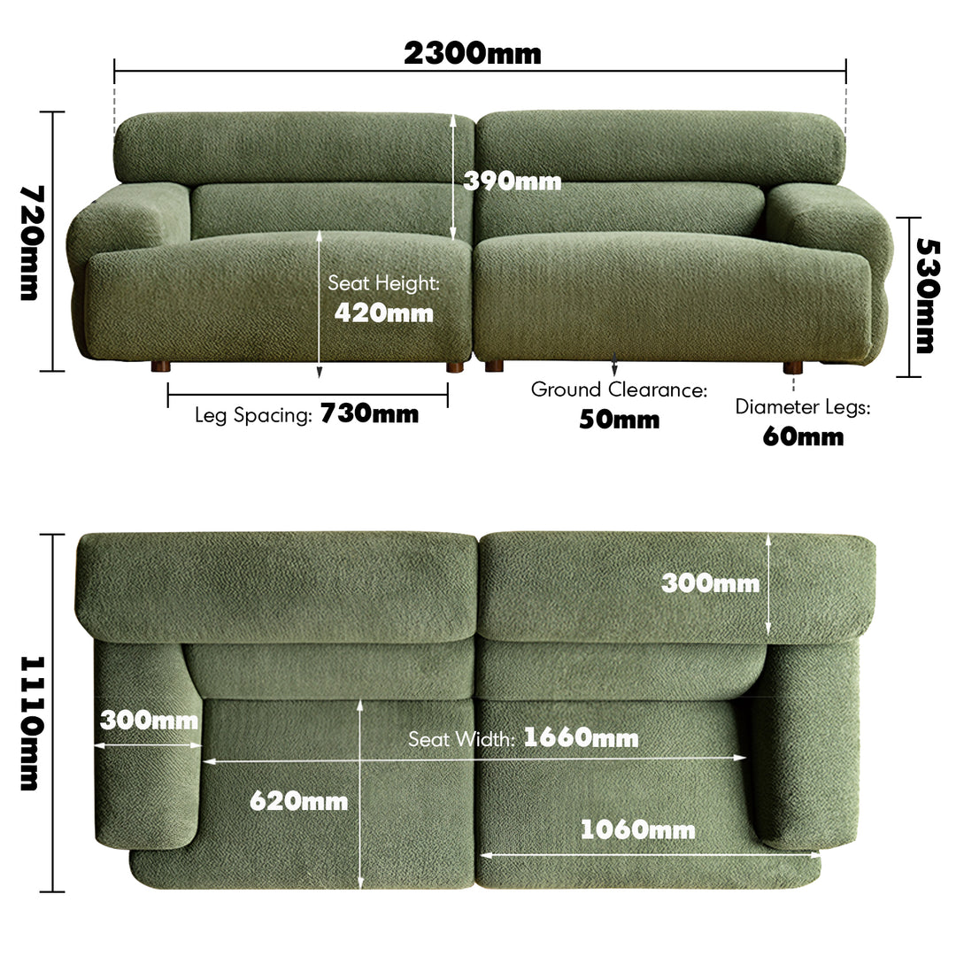 Modern boucle fabric 3 seater sofa sleepo color swatches.