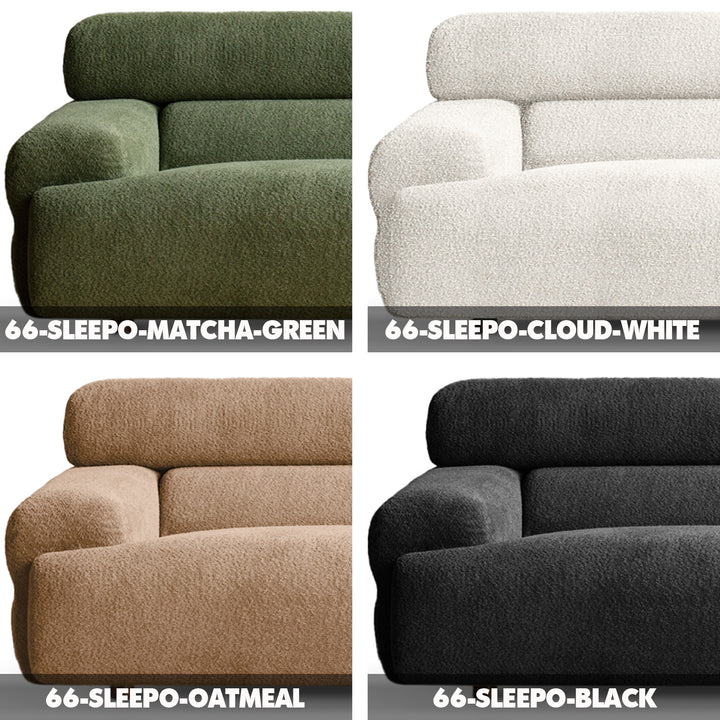 Modern boucle fabric 3 seater sofa sleepo material variants.