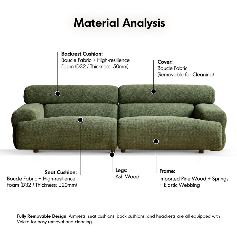 Modern boucle fabric 4 seater sofa sleepo detail 5.