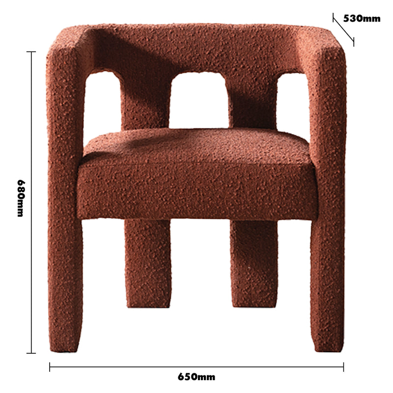 Modern boucle fabric dining chair sienna size charts.
