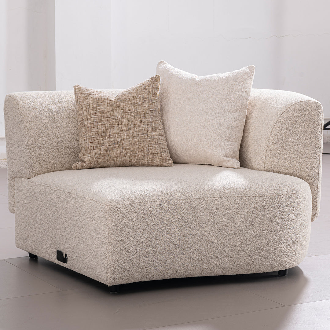 Modern Boucle Fabric Modular 2 Seater Sofa With Side Table RENE