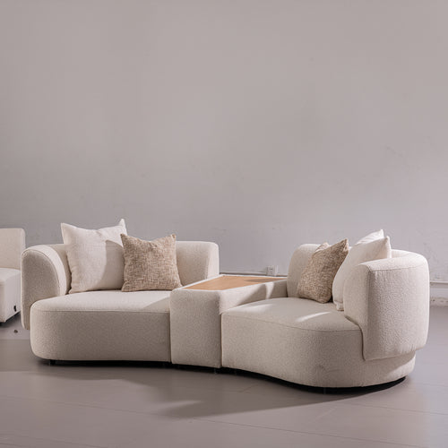 Scandinavian Boucle Fabric Modular 2 Seater Sofa With Side Table RENE Good to Know Preview-1