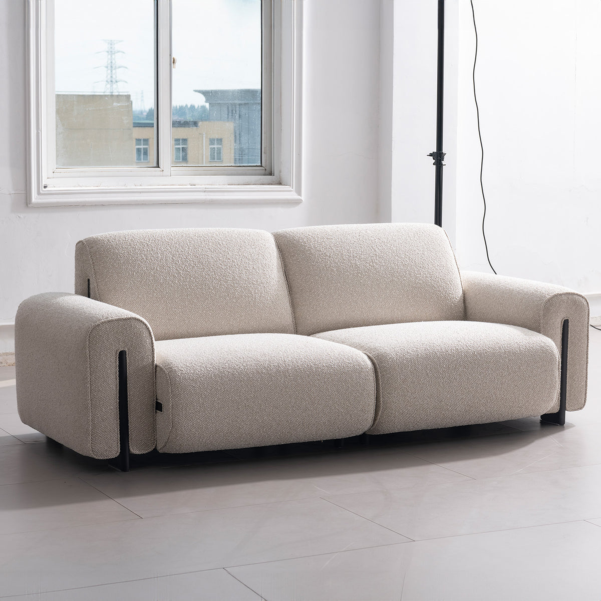 Minimalist boucle fabric modular 3 seater sofa colle primary product view.