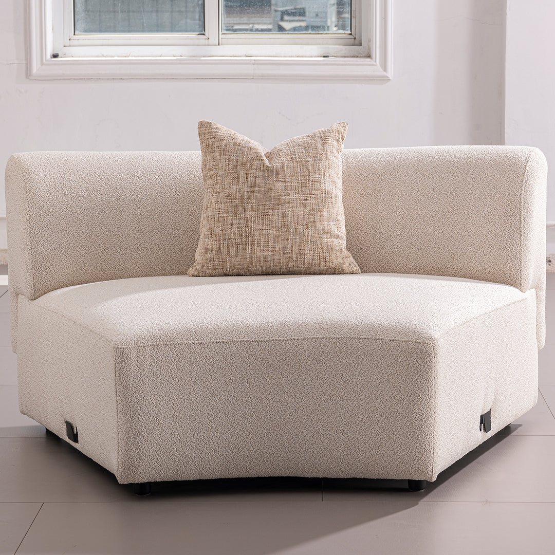 Modern Boucle Fabric Modular 3 Seater Sofa With Side Table RENE