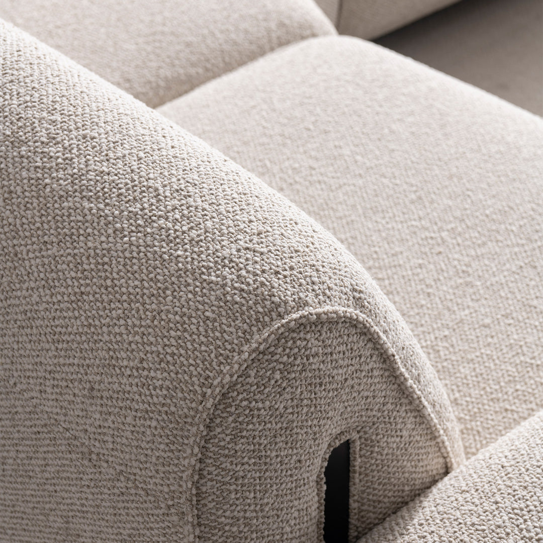 Modern boucle fabric modular 4 seater sofa colle layered structure.