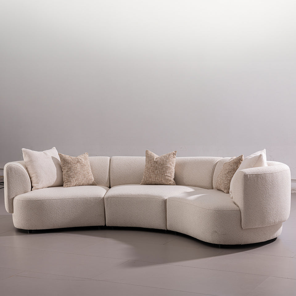 Scandinavian boucle fabric modular 4 seater sofa rene primary product view.