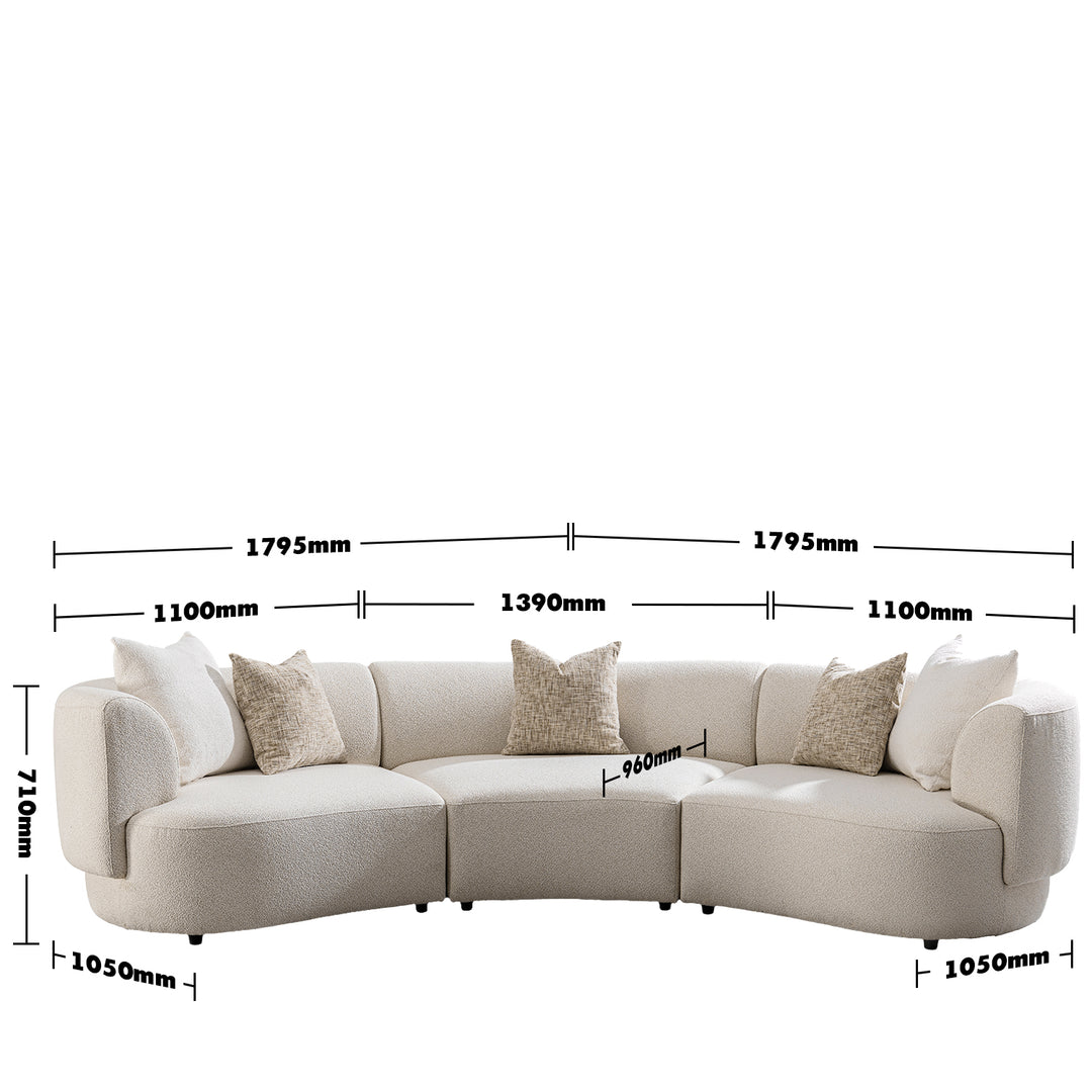 Scandinavian Boucle Fabric Modular 4 Seater Sofa RENE