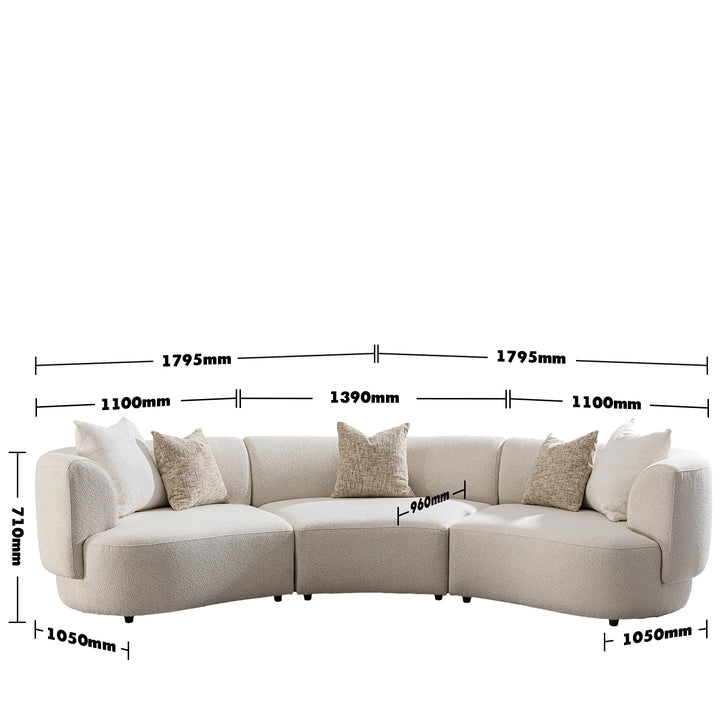 Modern Boucle Fabric Modular 4 Seater Sofa RENE