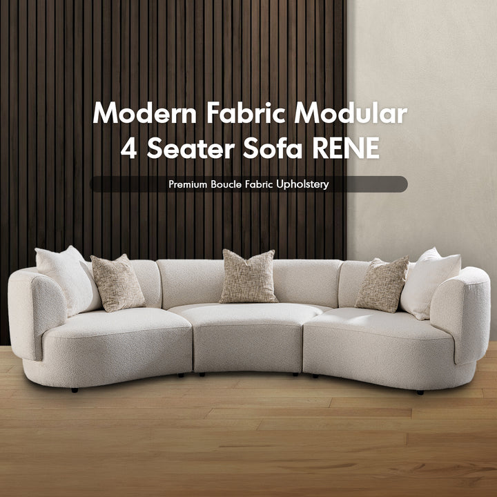 Modern Boucle Fabric Modular 4 Seater Sofa RENE