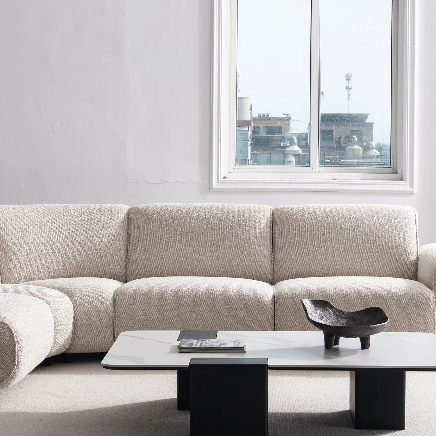Armless Module Sofa Minimalist Boucle Fabric Modular Armless 1 Seater Sofa COLLE – LOFT HOME