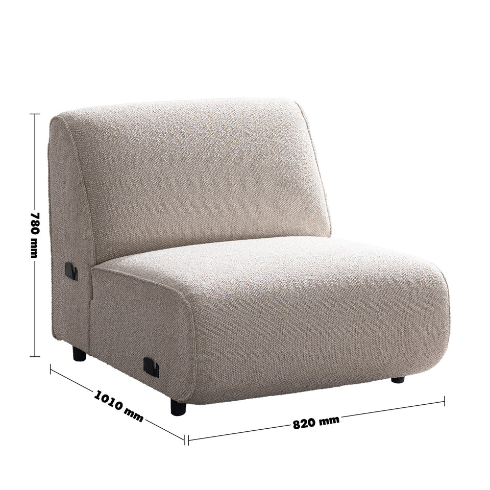 Minimalist boucle fabric modular armless 1 seater sofa colle size charts.