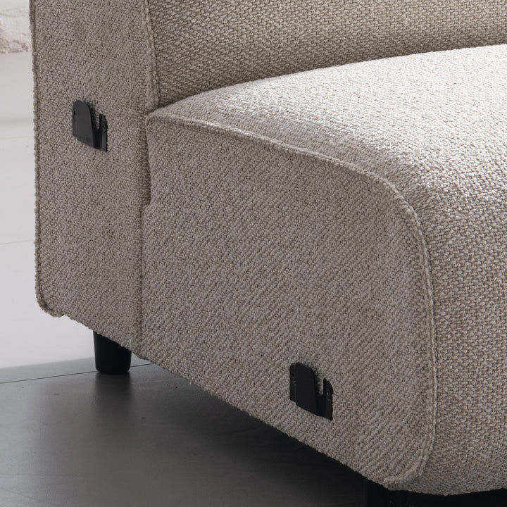 Modern boucle fabric modular armless 1 seater sofa colle in real life style.