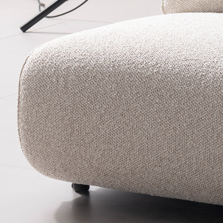 Modern boucle fabric modular armless 1 seater sofa colle with context.