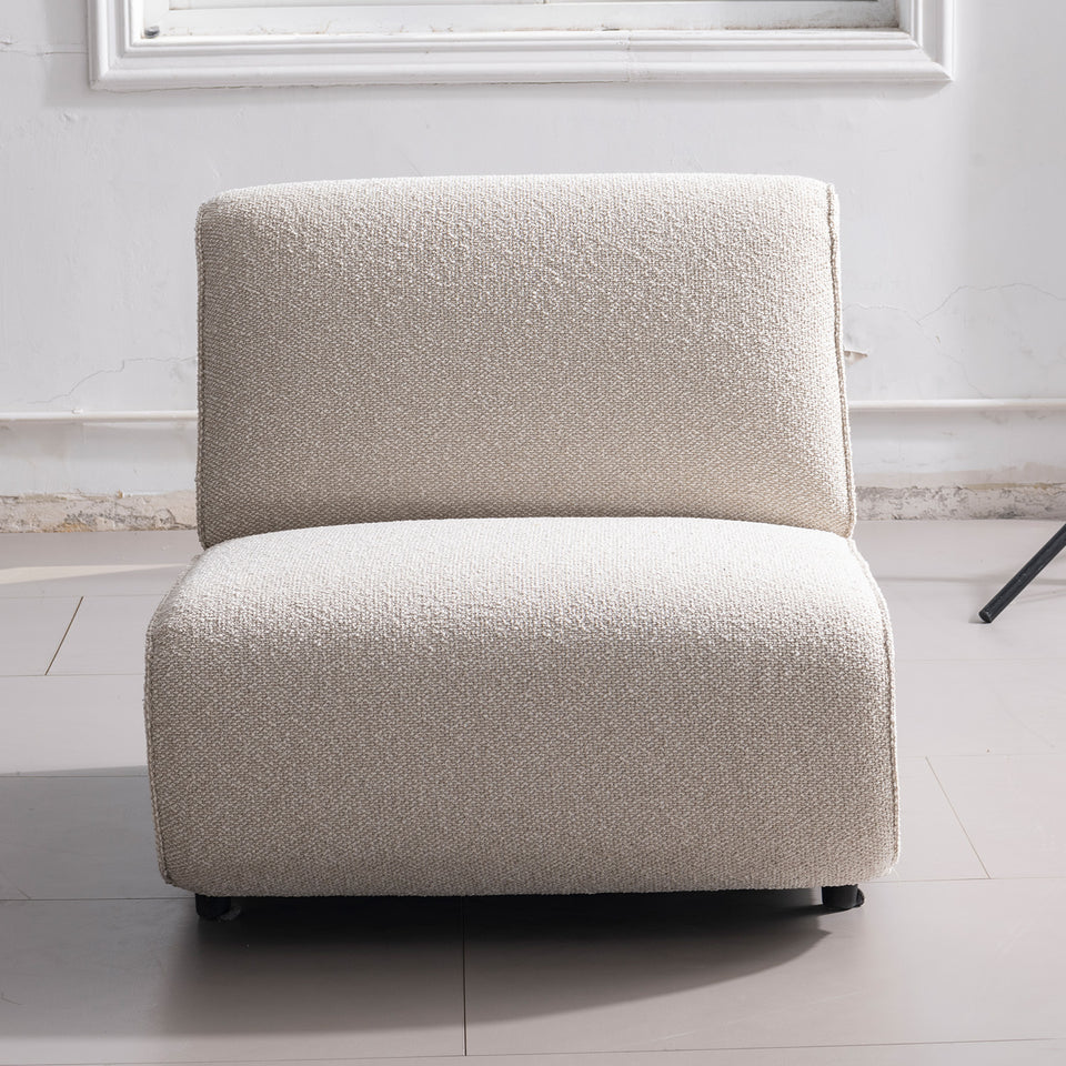 Minimalist boucle fabric modular armless 1 seater sofa colle primary product view.