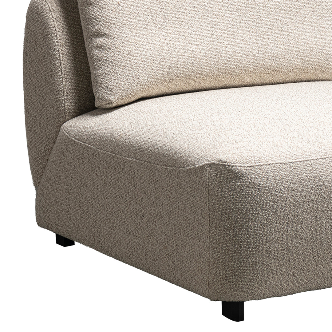 Modern boucle fabric modular armless 1 seater sofa serene in real life style.