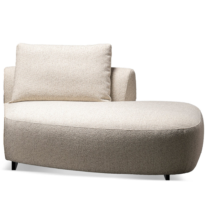 Modern boucle fabric modular chaise 2 seater sofa serene in white background.