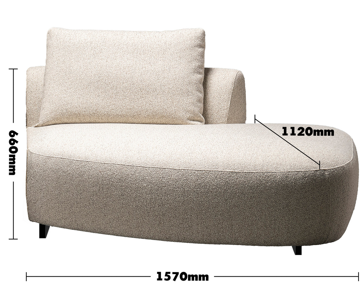 Cream boucle fabric modular chaise 2 seater sofa serene layered structure.
