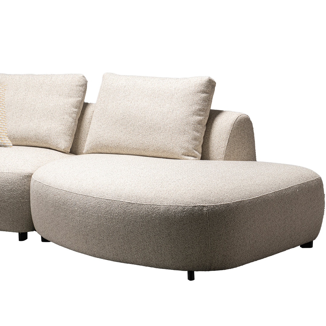 Modern boucle fabric modular chaise 2 seater sofa serene material variants.