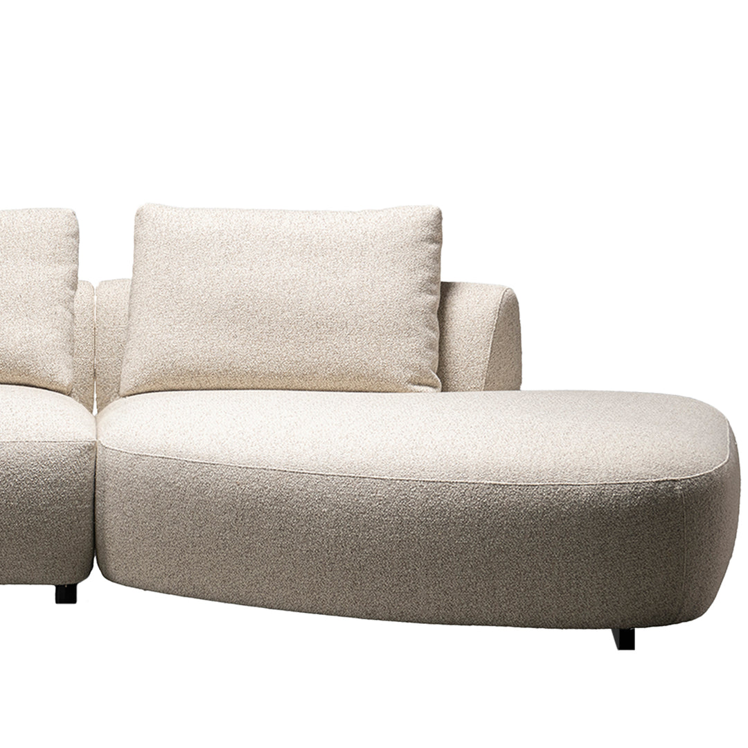 Modern boucle fabric modular chaise 2 seater sofa serene in real life style.