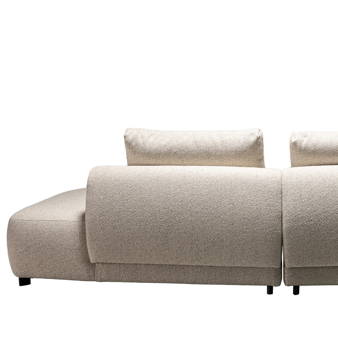 Modern boucle fabric modular chaise 2 seater sofa serene with context.